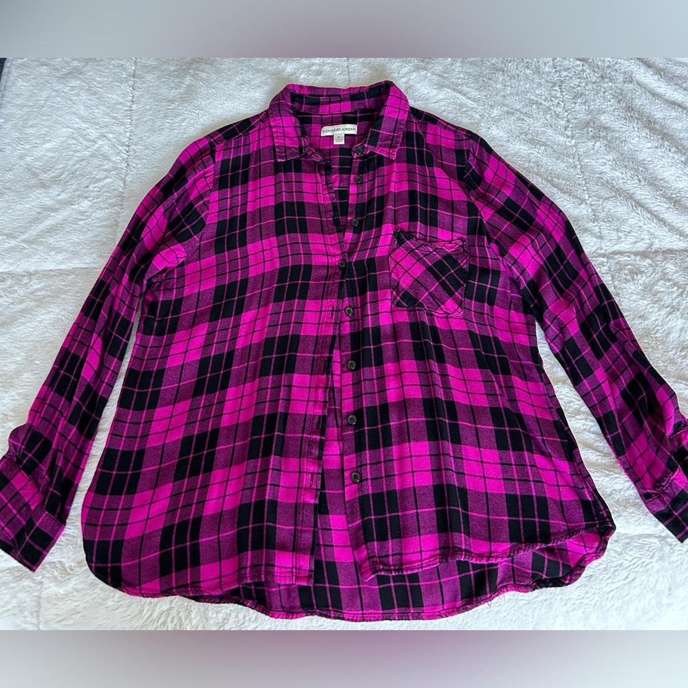 Purple flannel button up XL